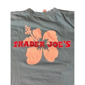Trader Joes Blue Long Sleeve T Shirt Hibiscus Employee MJ Apparel Cotton Size L